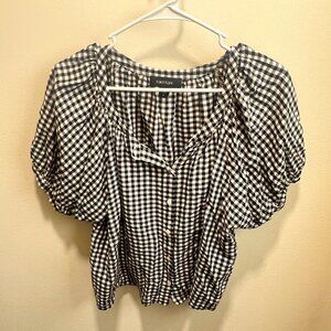 Karen Kane Gingham Peasant Blouse Size Small Used